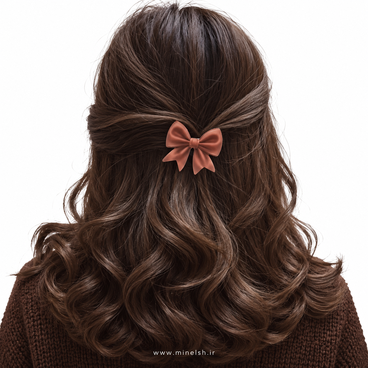 انبری استیکری پاپیونی سه‌بعدی رنگ قهوه ای